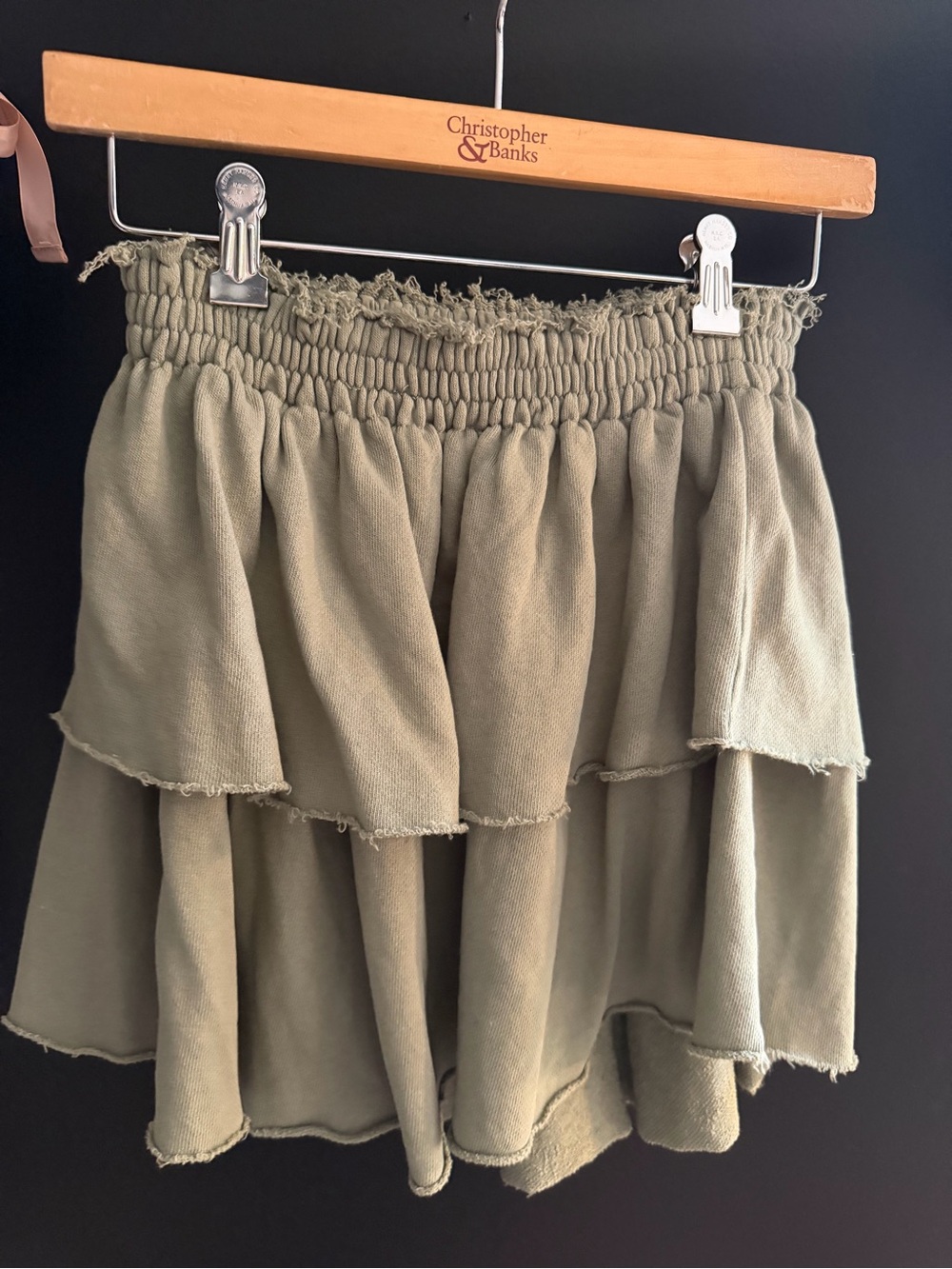 Aerie Tiered Olive Mini Skirt